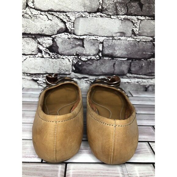 Fossil Brown Tan Leather Rose Floral Slip On Ballet Flats Shoes Women Sz 8.5M US - Picture 9 of 16
